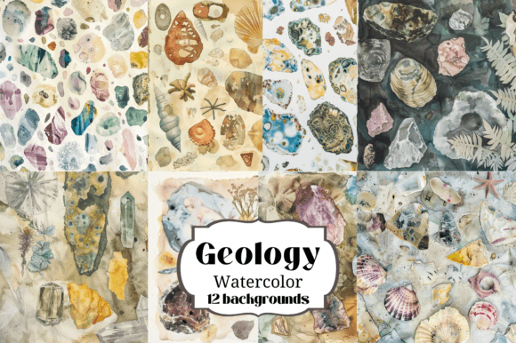12 Watercolor Geology Backgrounds: Natural Textures for Modern Design
