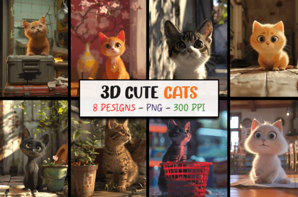 Adorable 3D Cat Backgrounds: Your Next Design Asset