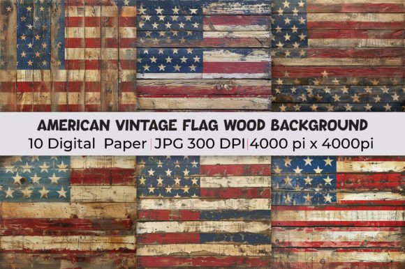 American Vintage Flag Wood Backgrounds for Design