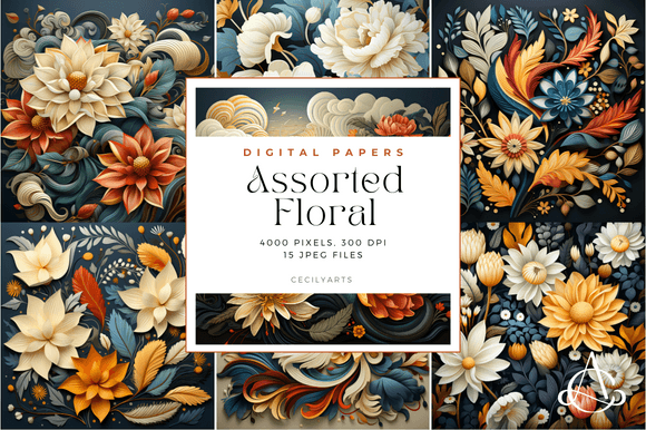Assorted Floral Backgrounds: A Designer's Garden for Digital Projects
