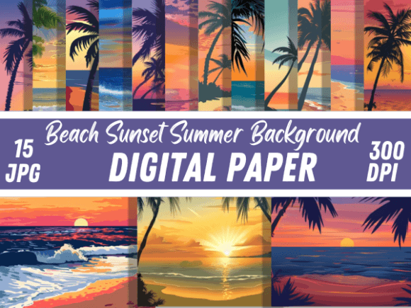 Beach Sunset Summer Paper Backgrounds: Your Creative Canvas