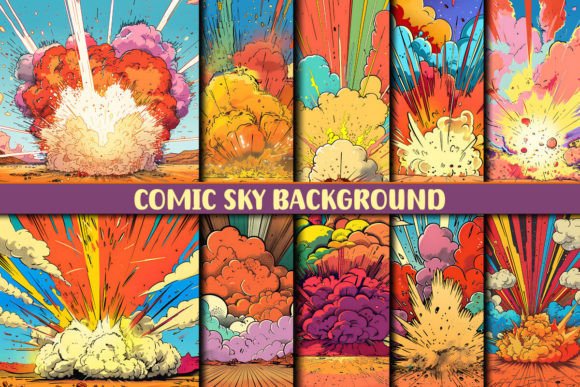Comic Sky Backgrounds: Dynamic Design Assets for Creative Projects