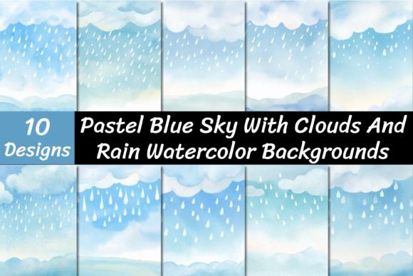 Elevate Designs with Pastel Sky with Clouds and Rain Backgrounds
