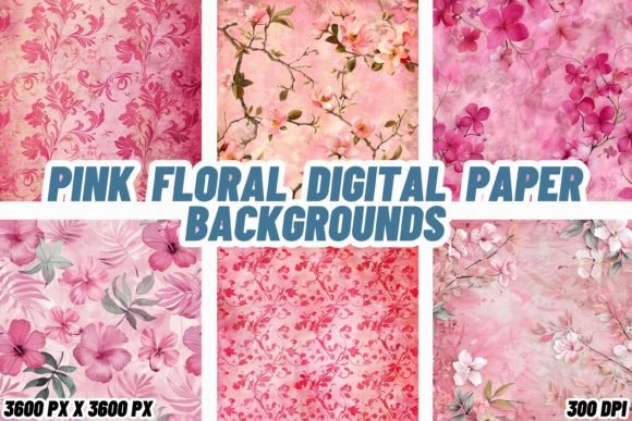 Elevate Your Brand with Pink Floral Digital Paper Backgrounds