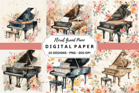Elevating Visuals with Floral Grand Piano Backgrounds