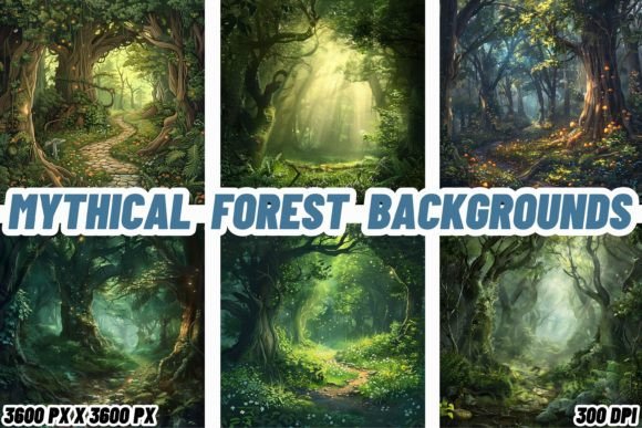 Mythical Forest Backgrounds: Enchanting Scenes for Designers