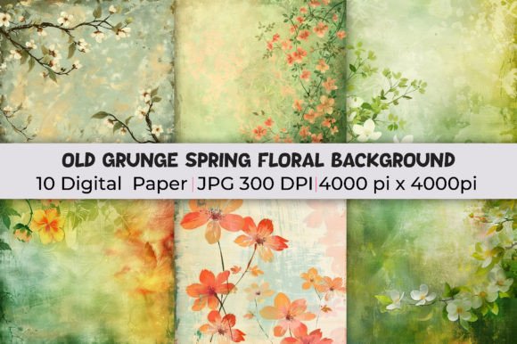 Old Grunge Spring Floral Backgrounds: A Designer's Textured Toolkit