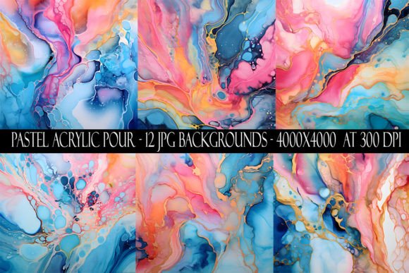 Pastel Acrylic Poured Backgrounds: A Versatile Design Asset