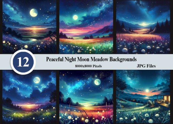 Peaceful Night Moon Meadow Backgrounds: A Designer's Dream