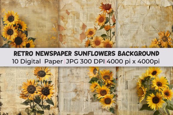 Retro Newspaper Sunflowers Backgrounds: A Designer's Guide