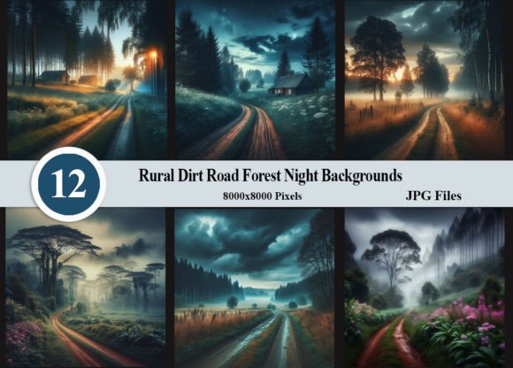 Rural Dirt Road Forest Night Backgrounds: Digital Assets for Storytelling