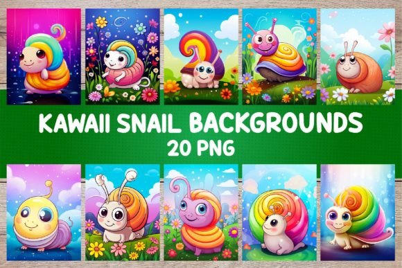 Whimsical Charm: Kawaii Snail Backgrounds for Covers