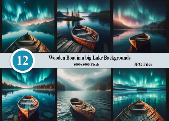 Wooden Boat in a Big Lake Backgrounds: Elevate Your Designs